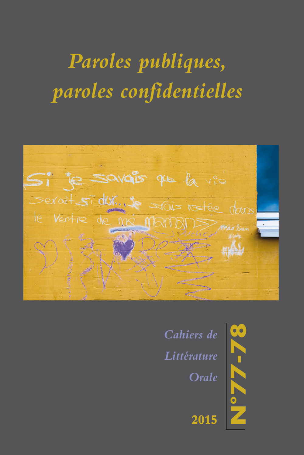 Cahiers de littérature orale, n° 77-78/2015