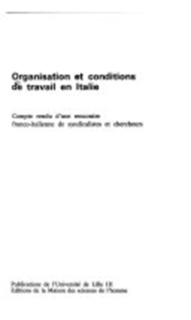 Organisation et conditions de travail en Italie