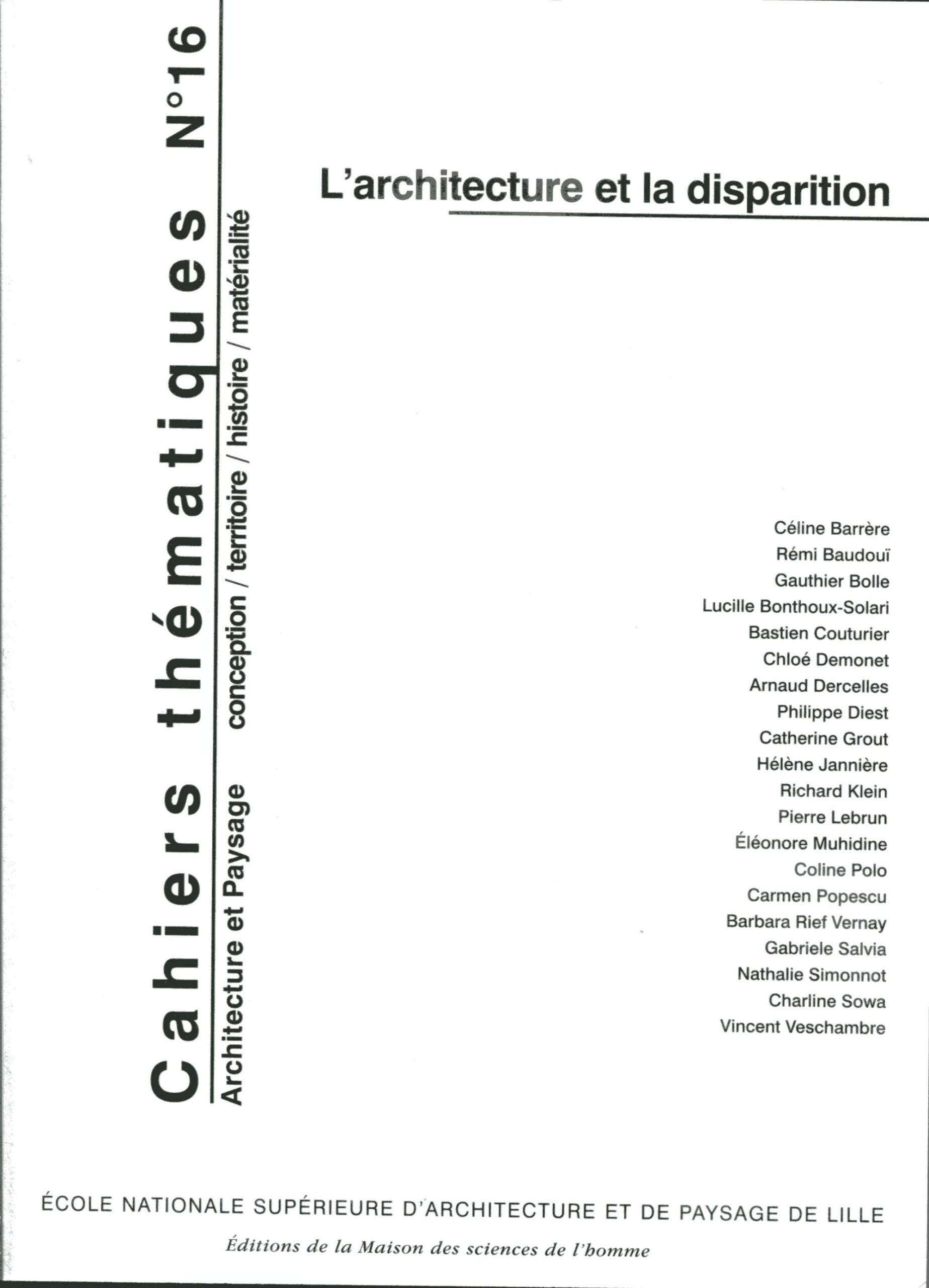 Cahiers thématiques, n° 16